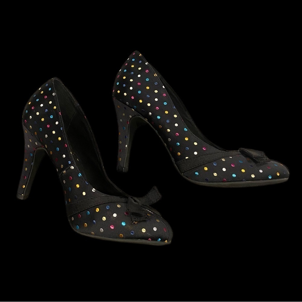 K9 by Rocket Dog Womens Size 8.5 M Black Slip On Polka Dots Heel Pumps